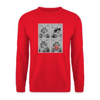 Katzen Maine Coon Katze - Unisex Pullover - Rot - Vorne - Alina (178cm) & Michal (187cm)