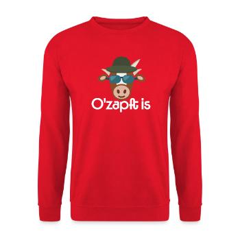 O'zapft is Kuh weiß - Unisex Pullover - Rot - Vorne - Alina (178cm) & Michal (187cm)