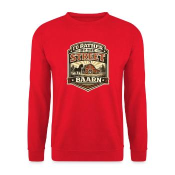 Reiter lieber im Stall Pferd Humor - Unisex Pullover - Rot - Vorne - Alina (178cm) & Michal (187cm)