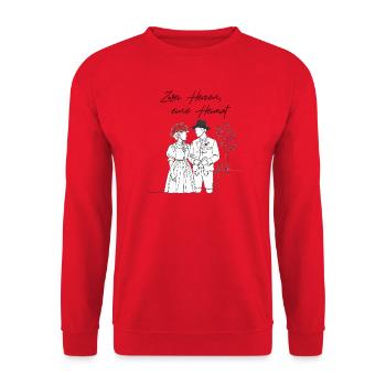 Trachtenpaar - Liebe in Tracht! - Unisex Pullover - Rot - Vorne - Alina (178cm) & Michal (187cm)
