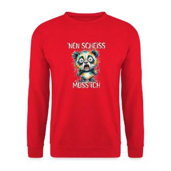 Nen Scheiß Muss Ich Altagshumor Panda  - Unisex Pullover - Rot - Vorne - Alina (178cm) & Michal (187cm)