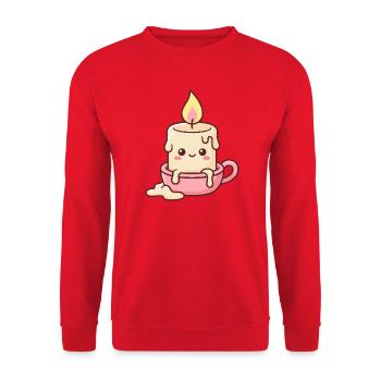 Niedliche Kawaii-Kerzenfigur schmilzt - Unisex Pullover - Rot - Vorne - Alina (178cm) & Michal (187cm)