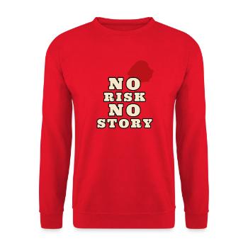 NO RISK NO STORY - Unisex Pullover - Rot - Vorne - Alina (178cm) & Michal (187cm)