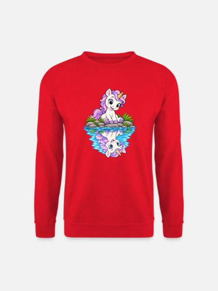 Pastellunicorn am See - Unisex Pullover - Rot