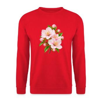 Rosa Sakura-Blüten-Strauß - Unisex Pullover - Rot - Vorne - Alina (178cm) & Michal (187cm)