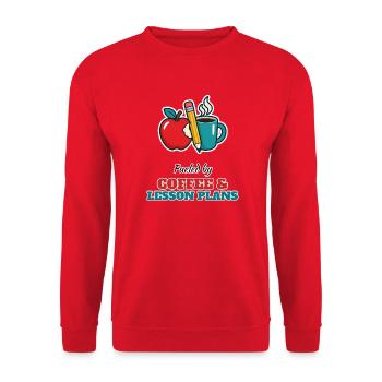 Coffee and Lesson Plans – Lehrer Humor - Unisex Pullover - Rot - Vorne - Alina (178cm) & Michal (187cm)
