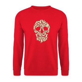 Schädel aus Katzen - Unisex Pullover - Rot - Vorne - Alina (178cm) & Michal (187cm)