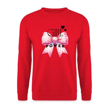 Girl Power - Schleife - Unisex Pullover - Rot - Vorne - Alina (178cm) & Michal (187cm)