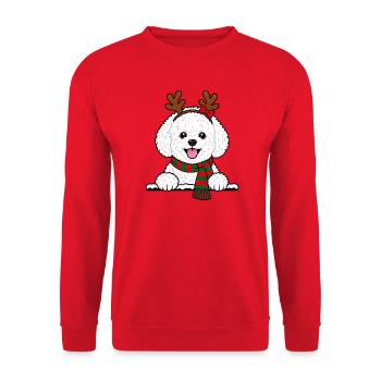 Weihnachten Bichon Frisé - Unisex Pullover - Rot - Vorne - Alina (178cm) & Michal (187cm)