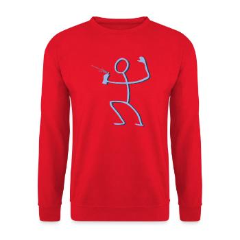 Blauer Strichmensch Spritz Graffiti Spray - Unisex Pullover - Rot - Vorne - Alina (178cm) & Michal (187cm)