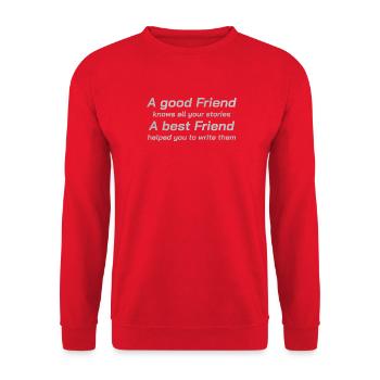 T-Shirt A Good Friend, Freundschaft Spiritual Wise - Unisex Pullover - Rot - Vorne - Alina (178cm) & Michal (187cm)