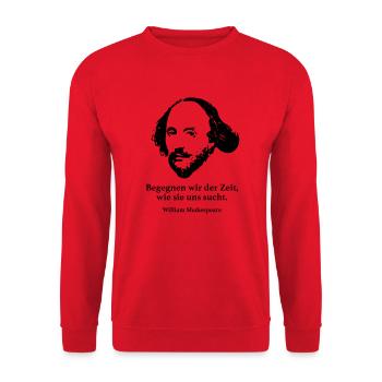 Shakespeare: Begegnen wir der Zeit, wie sie uns s - Unisex Pullover - Rot - Vorne - Alina (178cm) & Michal (187cm)