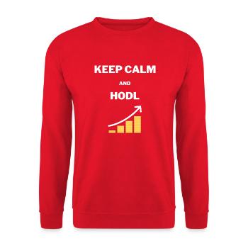 KEEP CALM HODL - Unisex Sweatshirt - red - Front - Alina (178cm) & Michal (187cm)