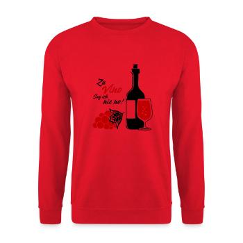 Zu Vino sag ich nie no! - Unisex Pullover - Rot - Vorne - Alina (178cm) & Michal (187cm)