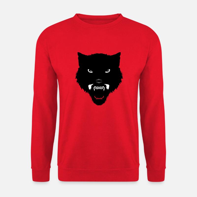 schwarzer Wolfskopf - Unisex Pullover - Rot