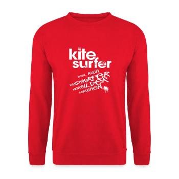 Kitesurfer vs Windsurfer - Unisex Pullover - Rot - Vorne - Alina (178cm) & Michal (187cm)