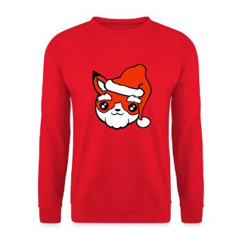 Fuchs Weihnachtsmann Weihnachten Mütze Nikolaus - Unisex Pullover - Rot - Vorne - Alina (178cm) & Michal (187cm)
