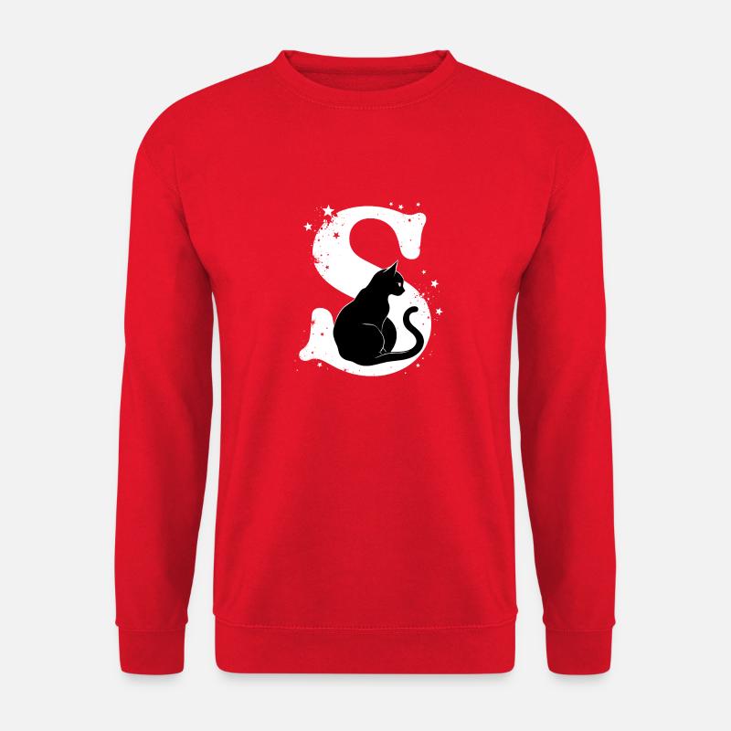 Buchstabe S mit Katze - Unisex Pullover - Rot