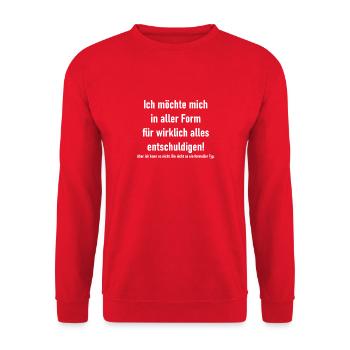 Ich möchte mich in aller Form entschuldigen - Unisex Pullover - Rot - Vorne - Alina (178cm) & Michal (187cm)