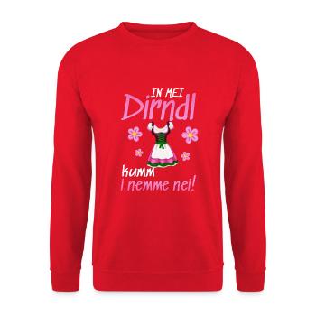 In Mei Dirndl Kumm I Nimma Nei | - Unisex Pullover - Rot - Vorne - Alina (178cm) & Michal (187cm)