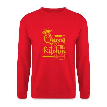 Queen Of The Kitchen. Kitchen Quote. Gift For Mom - Unisex Sweatshirt - red - Front - Alina (178cm) & Michal (187cm)
