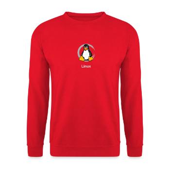 Pc computer Pinguin nerd geek Programmierer Admin - Unisex Pullover - Rot - Vorne - Alina (178cm) & Michal (187cm)