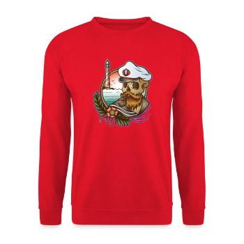 Sail T-Shirt Skull Sailor // Vintage Design - Unisex Sweatshirt - red - Front - Alina (178cm) & Michal (187cm)