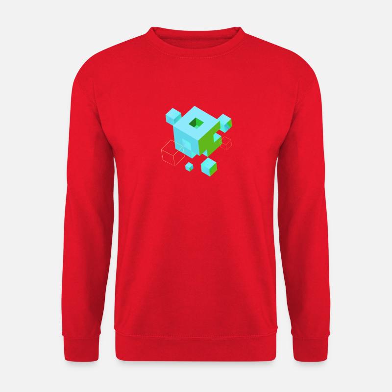 würfel pixel 3d nerd game mind craft Rubix Zauber  - Unisex Pullover - Rot