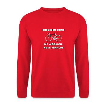 Ein Leben ohne Fahrrad ist möglich aber sinnlos - Unisex Pullover - Rot - Vorne - Alina (178cm) & Michal (187cm)