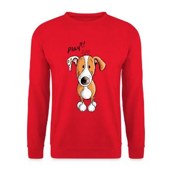 Play Podenco Hund - Windhund - Podencos - Unisex Pullover - Rot - Vorne - Alina (178cm) & Michal (187cm)