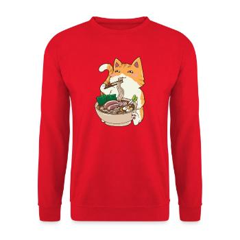 Ramen cat Neko Kawaii - Unisex Sweatshirt - red - Front - Alina (178cm) & Michal (187cm)