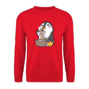 Drôle Pingouin Ramen Kawaii - Sweat-shirt Unisexe - rouge - Devant - Alina (178cm) & Michal (187cm)