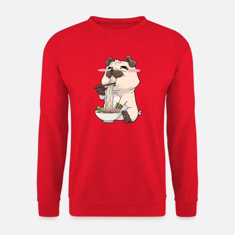 Mops isst Ramen - Unisex Pullover - Rot