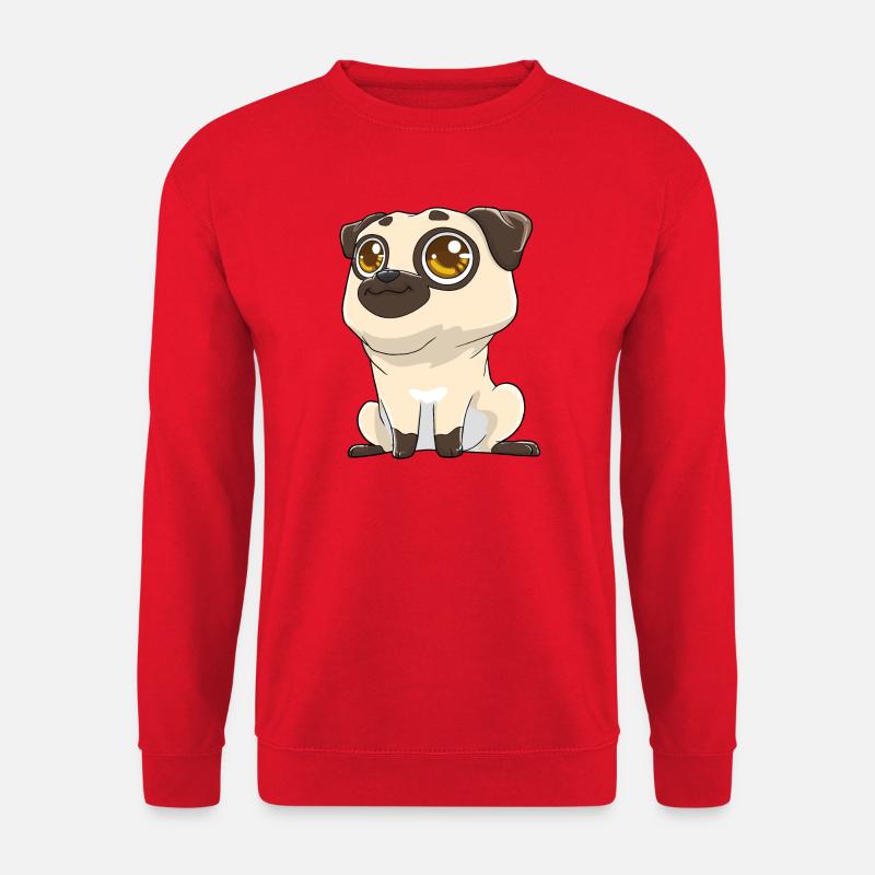 Cute pug with big eyes - Unisex Sweatshirt - red