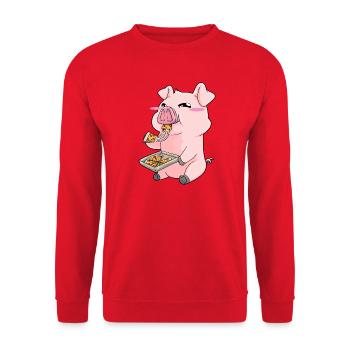 Pig Pizza Kawaii Sweet - Unisex Sweatshirt - red - Front - Alina (178cm) & Michal (187cm)