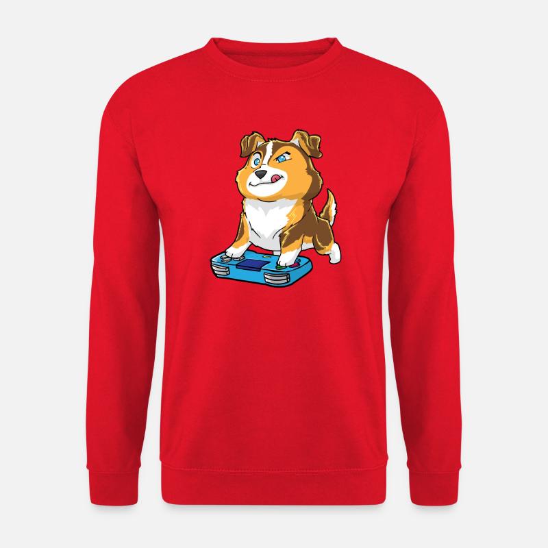 Australian Shepherd Gamepad Kawaii - Unisex Pullover - Rot