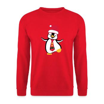 Christmas Penguin - Unisex Sweatshirt - red - Front - Alina (178cm) & Michal (187cm)