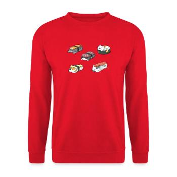 Chat sushi - Sweat-shirt Unisexe - rouge - Devant - Alina (178cm) & Michal (187cm)