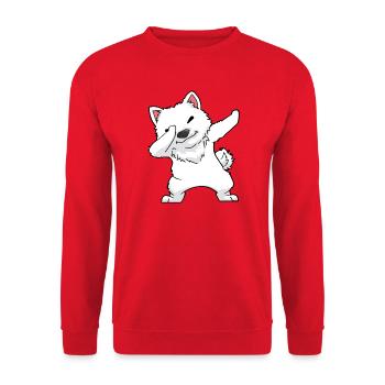 Samoyède Dabbing Kawaii - Sweat-shirt Unisexe - rouge - Devant - Alina (178cm) & Michal (187cm)