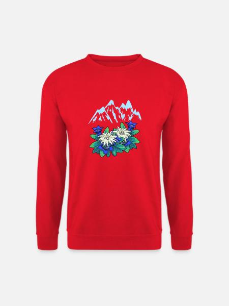 Gebirge Berge Enzian Alpen Berg Tirol Alm - Unisex Pullover - Rot