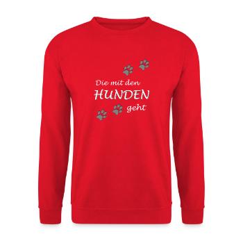 Die mit den Hunden geht, Dog Gassi Hundebesitzer - Unisex Pullover - Rot - Vorne - Alina (178cm) & Michal (187cm)