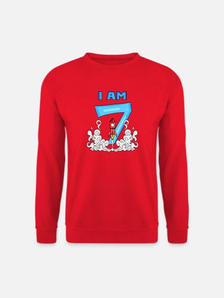 7. Geburtstag - Astronaut Jungen Kindergeburtstag - Unisex Pullover - Rot