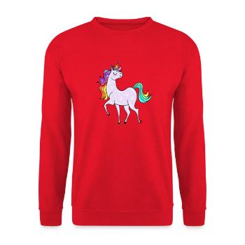 Licorne avec des astérisques et des couleurs arc-en-ciel - Sweat-shirt Unisexe - rouge - Devant - Alina (178cm) & Michal (187cm)