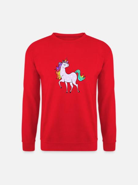 Eenhoorn met asterisk en regenboogkleuren - Uniseks sweater - rood