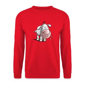 Crazy Sheep I Funny Sheep - Unisex Sweatshirt - red - Front - Alina (178cm) & Michal (187cm)