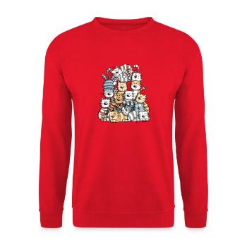 Drôle de chats Pile I Cat Friends Cadeau - Sweat-shirt Unisexe - rouge - Devant - Alina (178cm) & Michal (187cm)