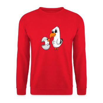 Mouette avec bébé Mouette - Sweat-shirt Unisexe - rouge - Devant - Alina (178cm) & Michal (187cm)