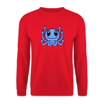 Kraken Middle Finger Funny - Unisex Sweatshirt - red - Front - Alina (178cm) & Michal (187cm)