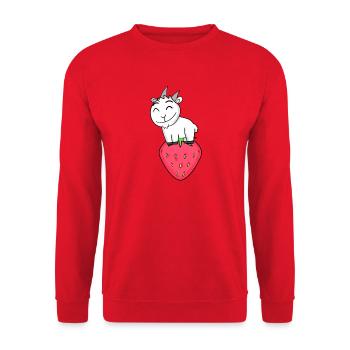 Bock on strawberry - goat goat - Unisex Sweatshirt - red - Front - Alina (178cm) & Michal (187cm)