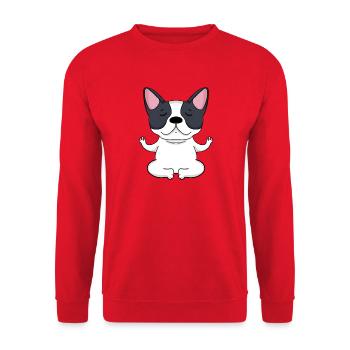 Chien de yoga Français Bulldog - Sweat-shirt Unisexe - rouge - Devant - Alina (178cm) & Michal (187cm)